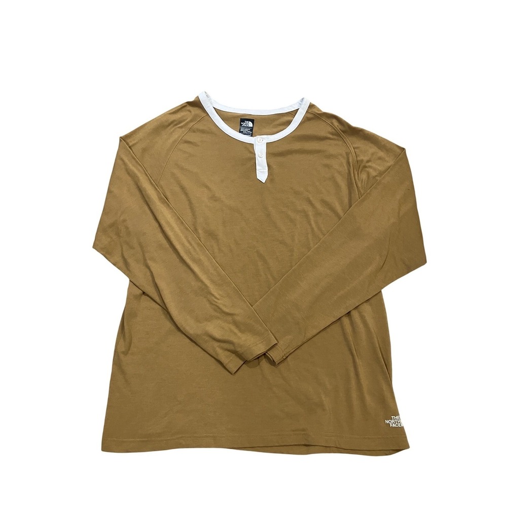 The North Face Mens Long Sleeve Henley FlashDry T Shirt Tan‎ XXL